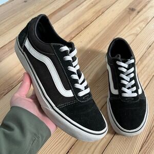 Vans Old Skool Black White Suede Canvas Low Top Skate Sneakers Womens 9.5 shoes